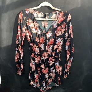 Black Floral Romper